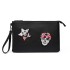 LT6822S-MISS LULU MISS LULU PU LEATHER SEQUIN SKULL CLUTCH BAG BLACK